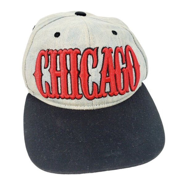 Chicago MU:KA Embroidered Distressed Acid Wash Snapback Cap Hat MUKA EUC - Picture 2 of 12